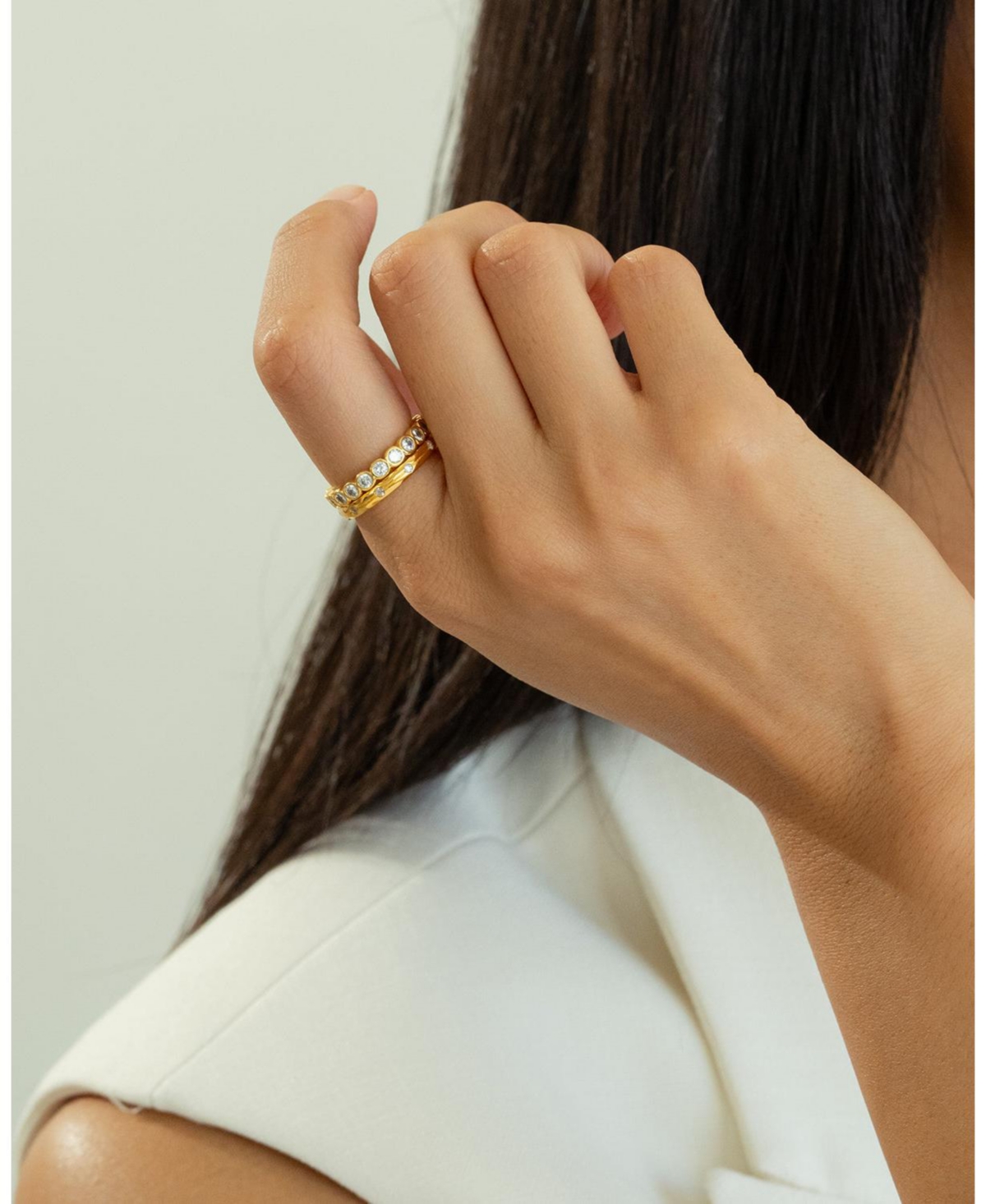 Bearfruit Jewelry Sterling Silver 18kPlated Paved Band Sabrina Ring Size - Gold