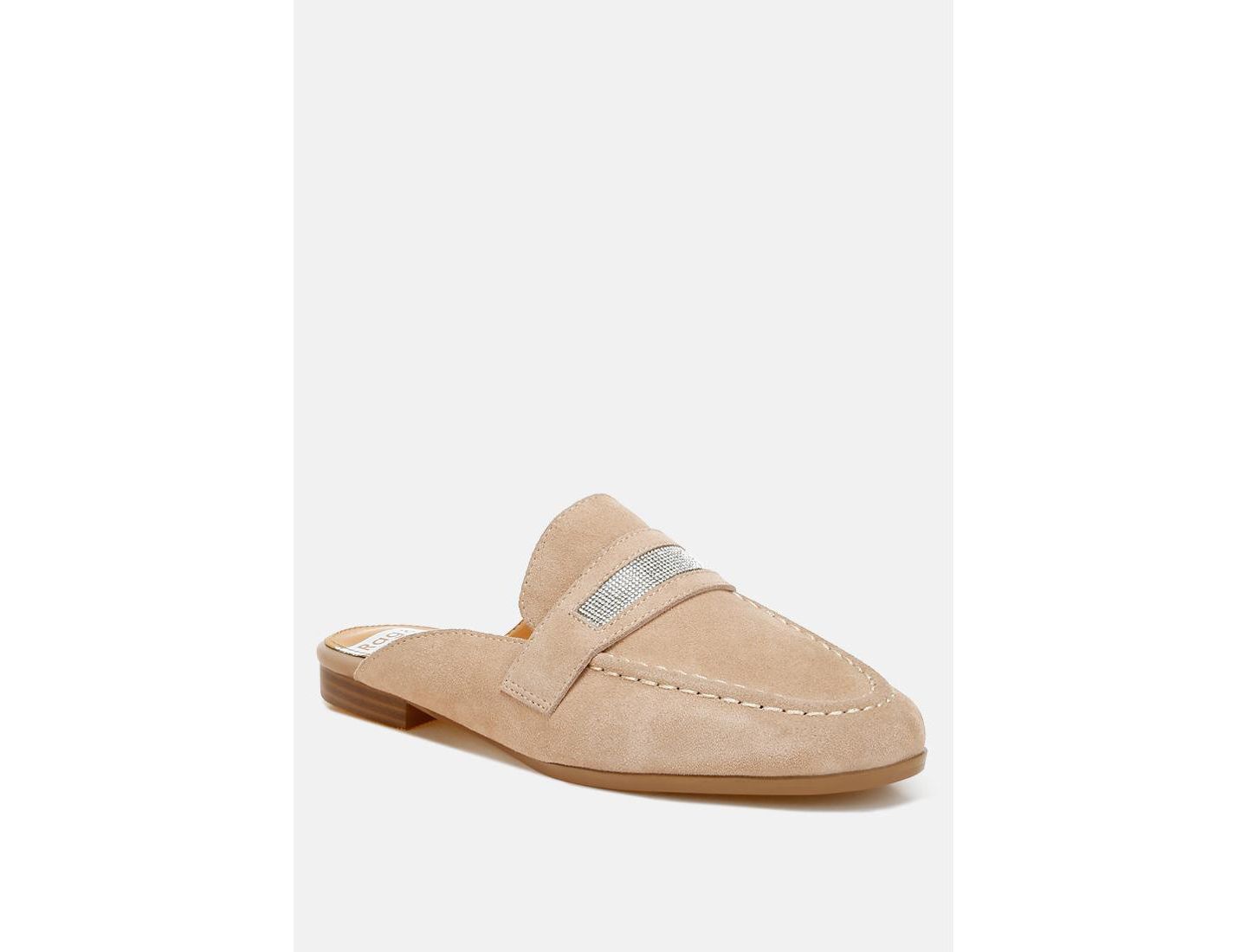 Женские сабо Rag & Co Belorose Rhinestone Strap Suede Mules, цвет: Бежевый — фото 3