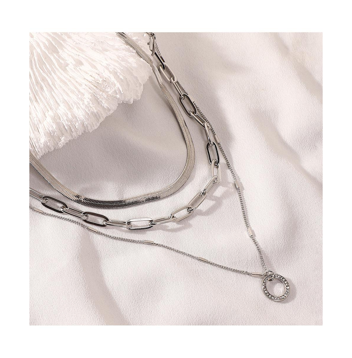 Sohi Women's The Halo Snakechain Multi-layer Necklace In Silver
