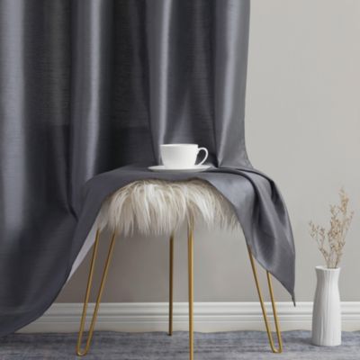 Jefferson Faux Silk Semi Sheer Light Filtering Microfiber Lined Grommet Lightweight Window Curtain Panels, Set of 2