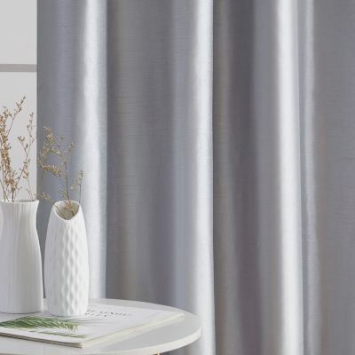 Jefferson Faux Silk Semi Sheer Light Filtering Microfiber Lined Grommet Lightweight Window Curtain Panels, Set of 2