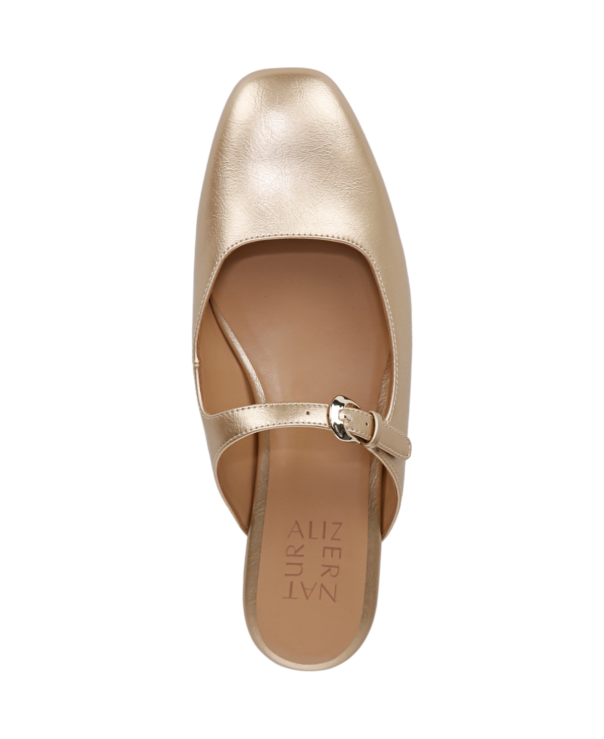 Naturalizer Women's Apple Square Toe Mules In Gold Faux Leather