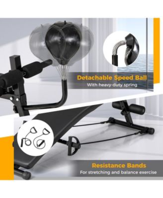 Adjustable Decline Sit Up Bench for Exercise for Home Gym with Speed Ball and 2 Resistance Bands