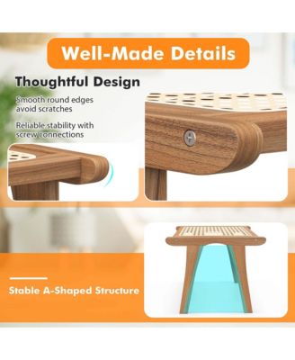 Mid Century Modern Accent Chair with Ottoman Teak Wooden Frame Farmhouse