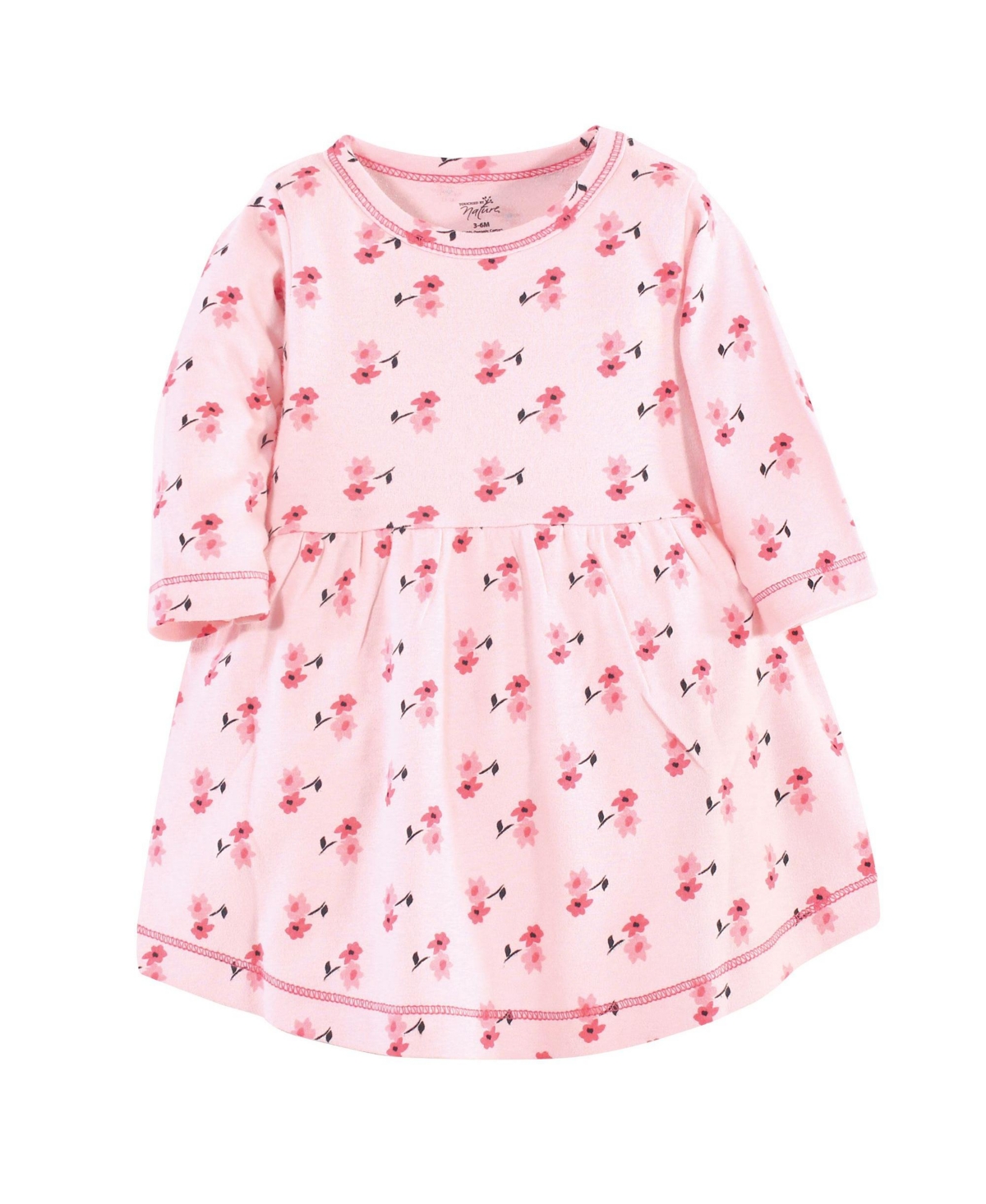 Touched by Nature Baby Girls Organic Cotton Long-Sleeve Dresses 2pk, Coral Garden