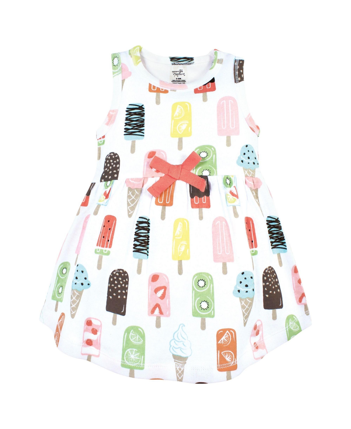 Touched by Nature Toddler Girls Organic Cotton Short-Sleeve and Long-Sleeve Dresses,- Popsicle