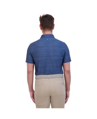 Men's Color Block Melange Tech Jersey Sports Fit Polo Shirt