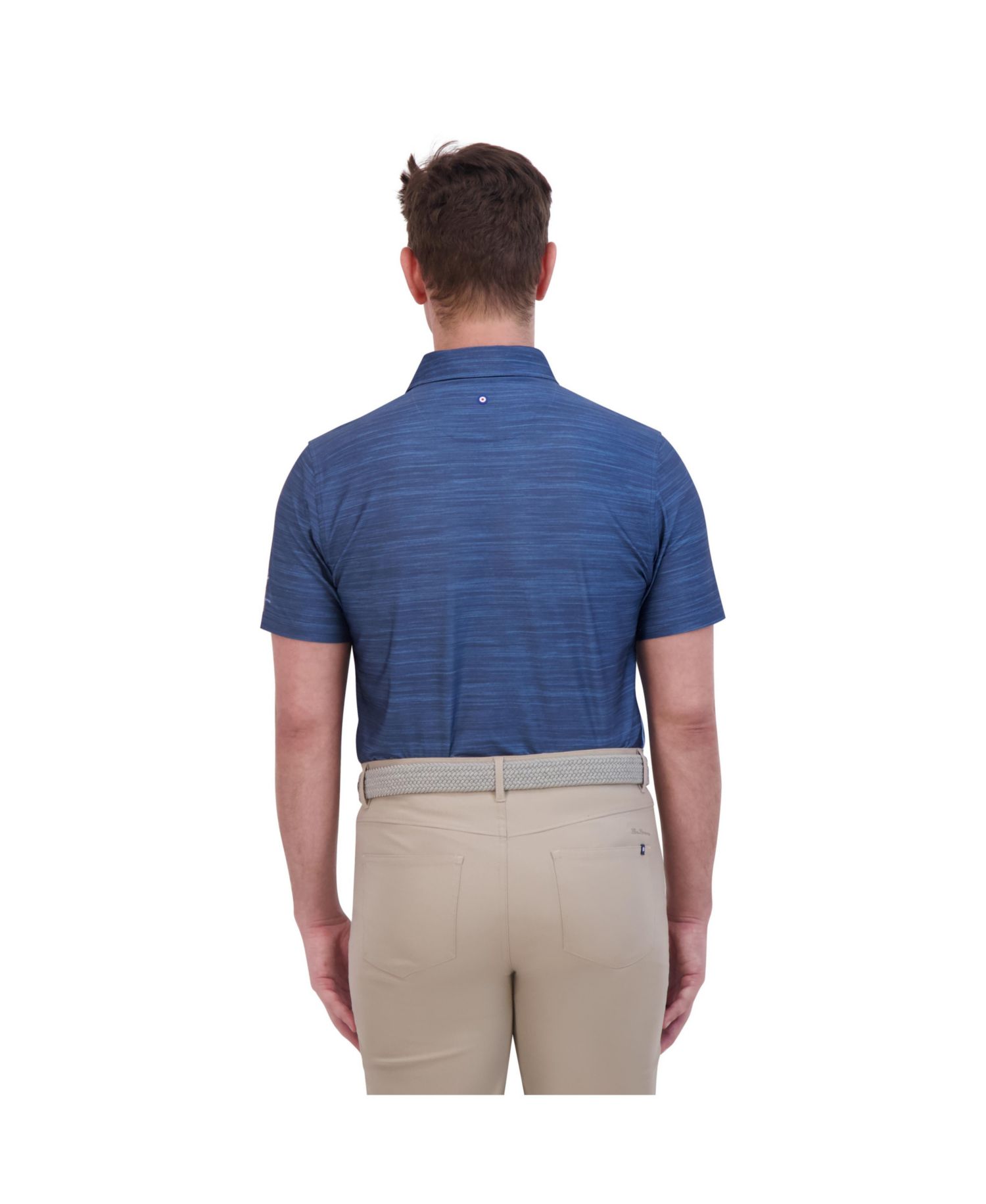 Men's Color Block Melange Tech Jersey Sports Fit Polo Shirt