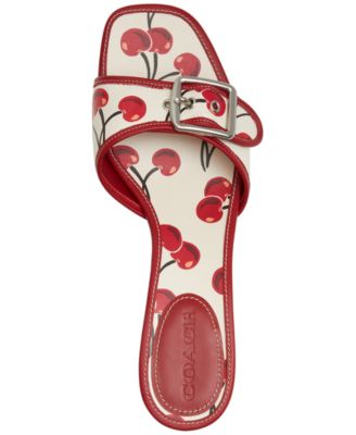 COACH Margot Cherry Print Leather Kitten Heel Sandals - Macy's