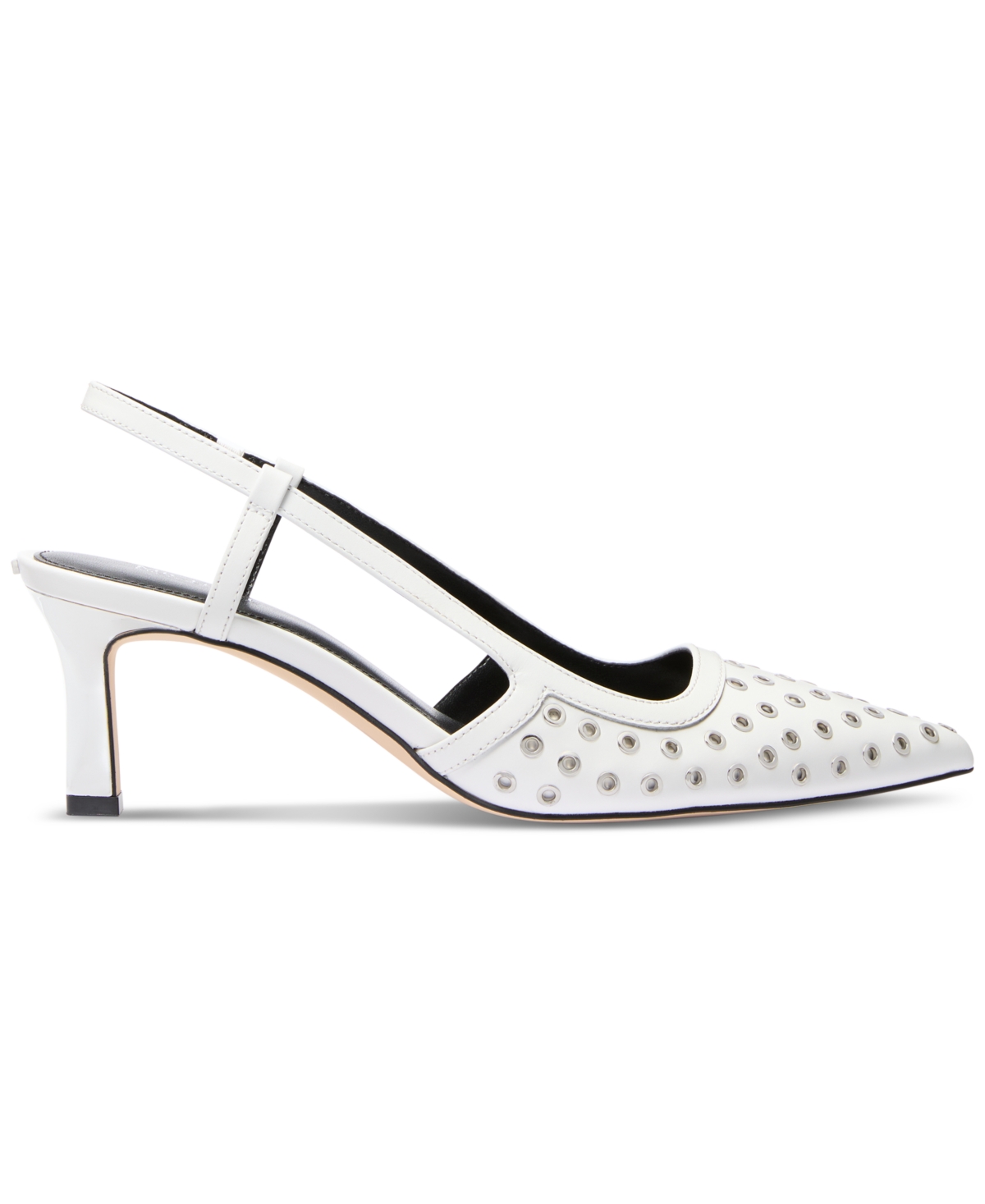 Michael Kors Alora Grommeted Leather Slingback Pump In Optic White