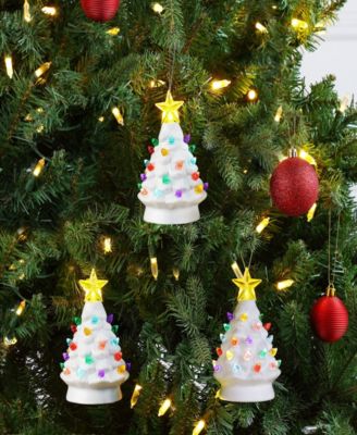 5" Nostalgic Ceramic Tree Ornaments, Set of 3