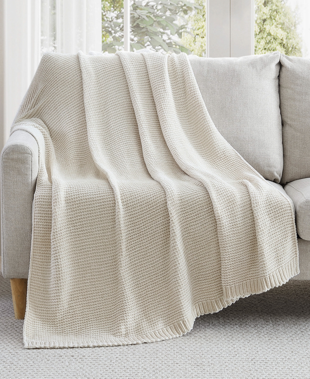 French Connection Eloise Lurex Chenille Throw, 50" X 70" In Oatmeal