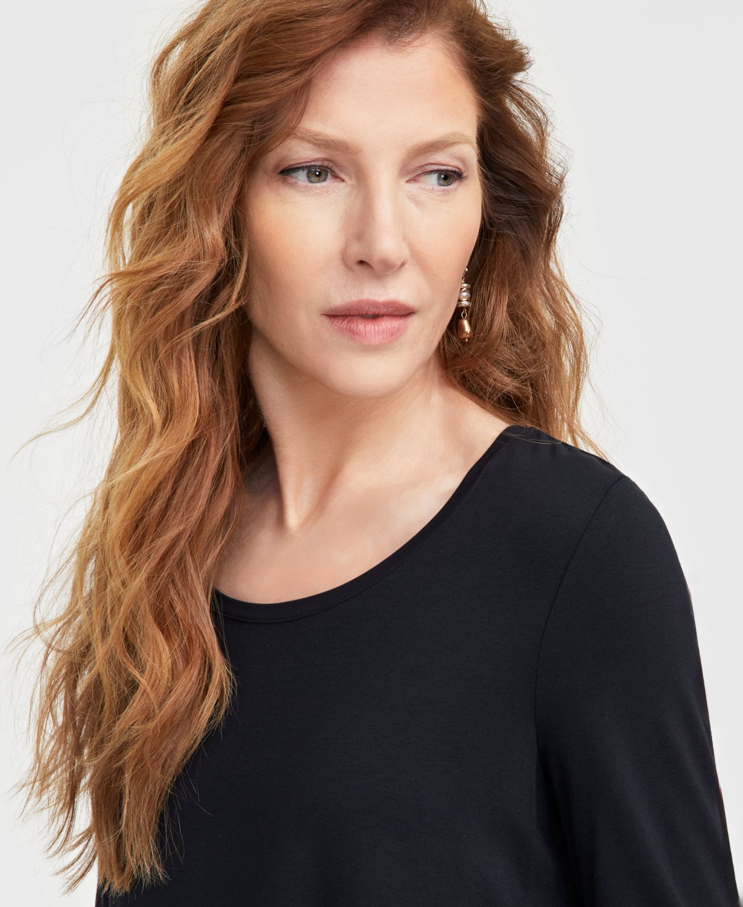 Petite 3/4-Sleeve Scoop Neck Top