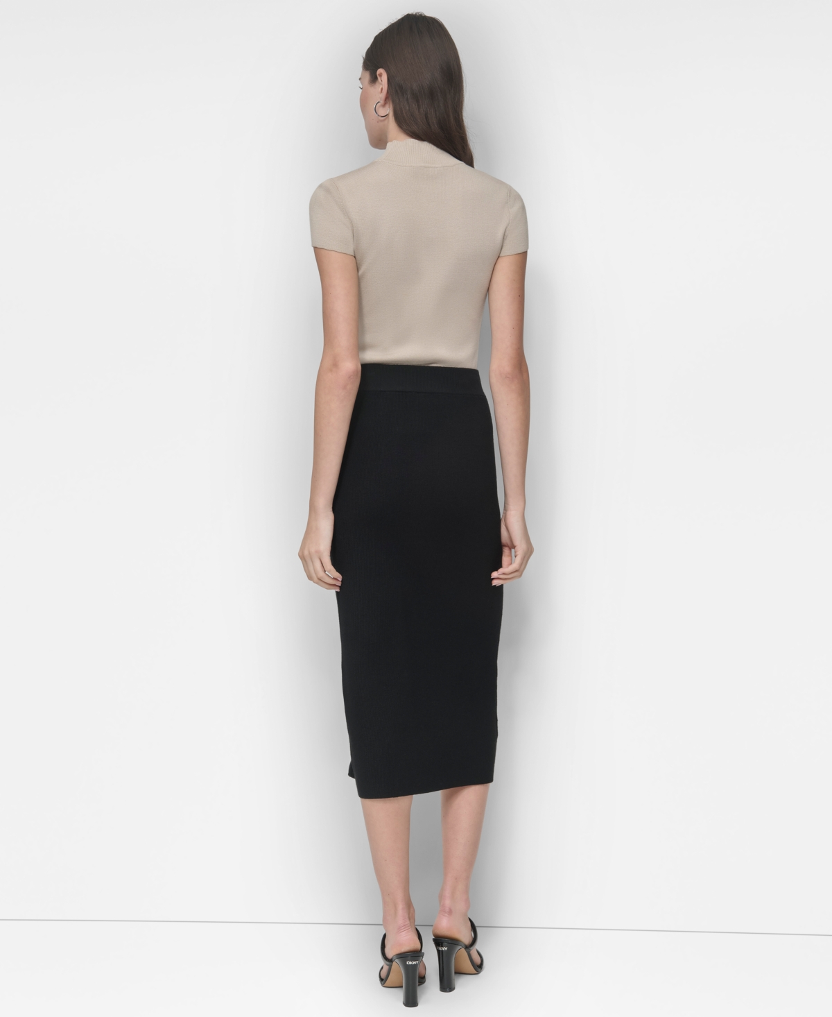 Dkny Women's Pull-On Zip-Trim Fitted Midi Pencil Skirt