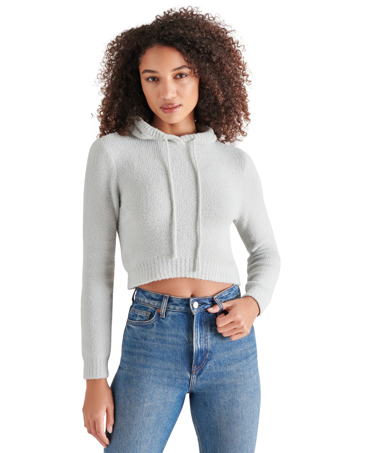 Women's Hidra Cropped Hoodie Sweater - Light Slate Blue