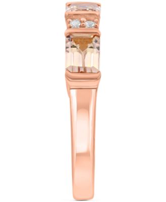 EFFY&reg; Morganite (1-5/8 ct. t.w.) & Zircon (1/10 ct. t.w.) Three Stone Ring in 14k Gold-Plated