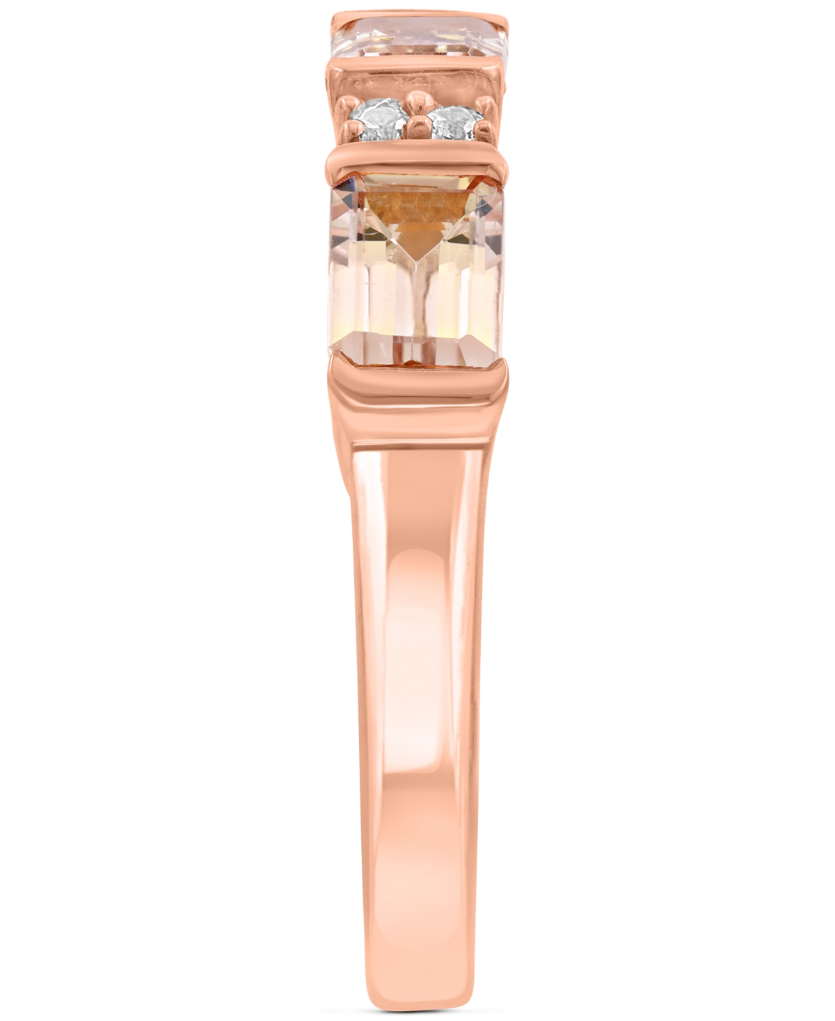 Effy Collection Effy Morganite (1-5/8 Ct. T.w.) & Zircon (1/10 Ct. T.w.) Three Stone Ring In 14k Gold-plated In Morganite