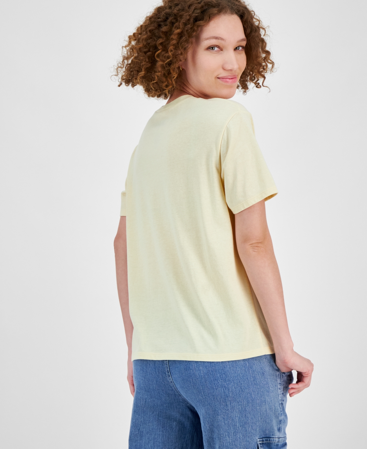Disney Juniors' Stitch V-Day Crewneck Short-Sleeve Tee