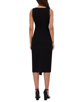 Women's Ruched Side-Twist Sleeveless Midi Dress