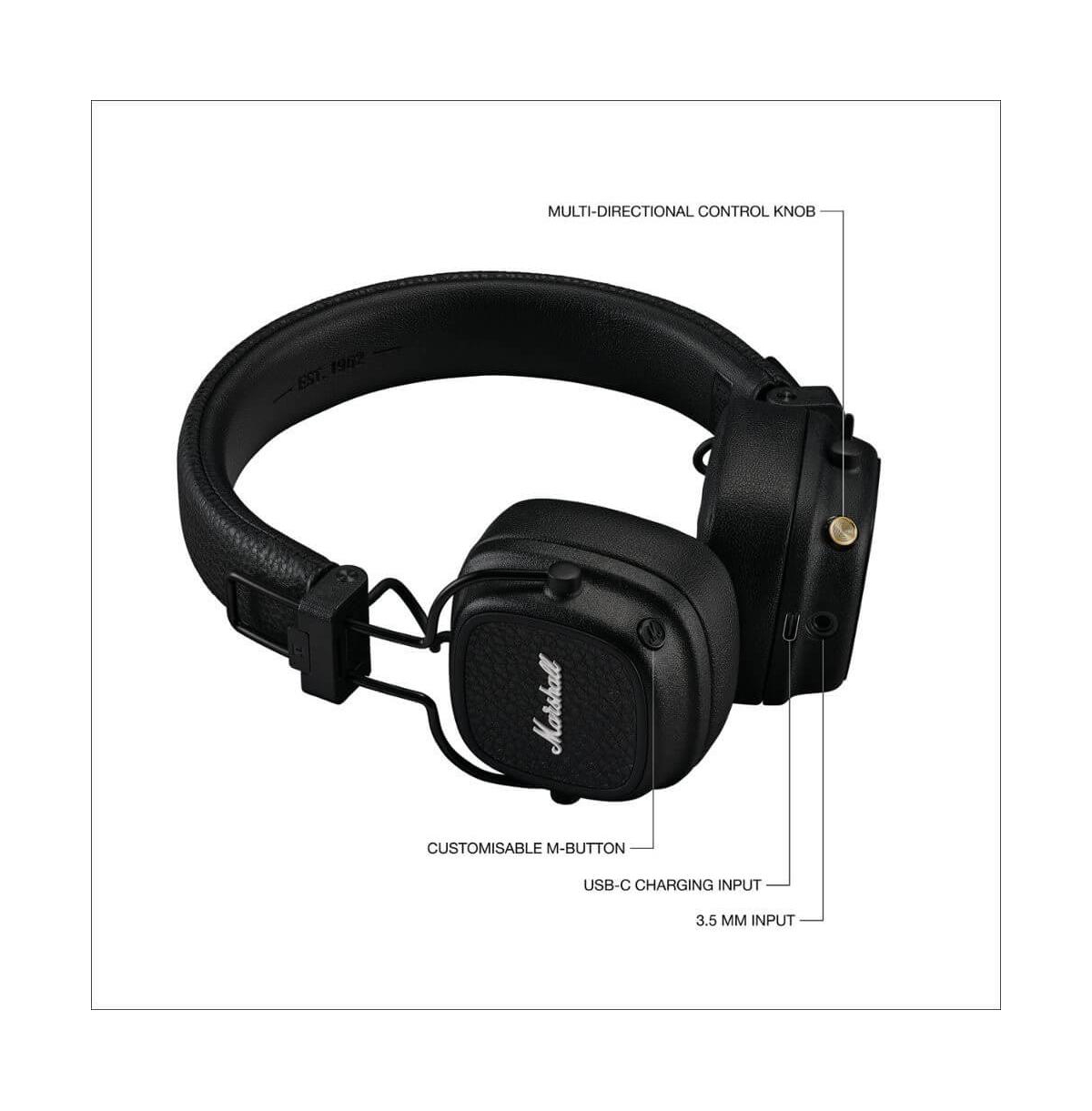 Marshall Major V Wireless On-Ear Headphones -- Black