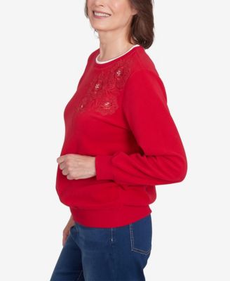 Women's Classic Sherpa Floral Embroidered Sweater