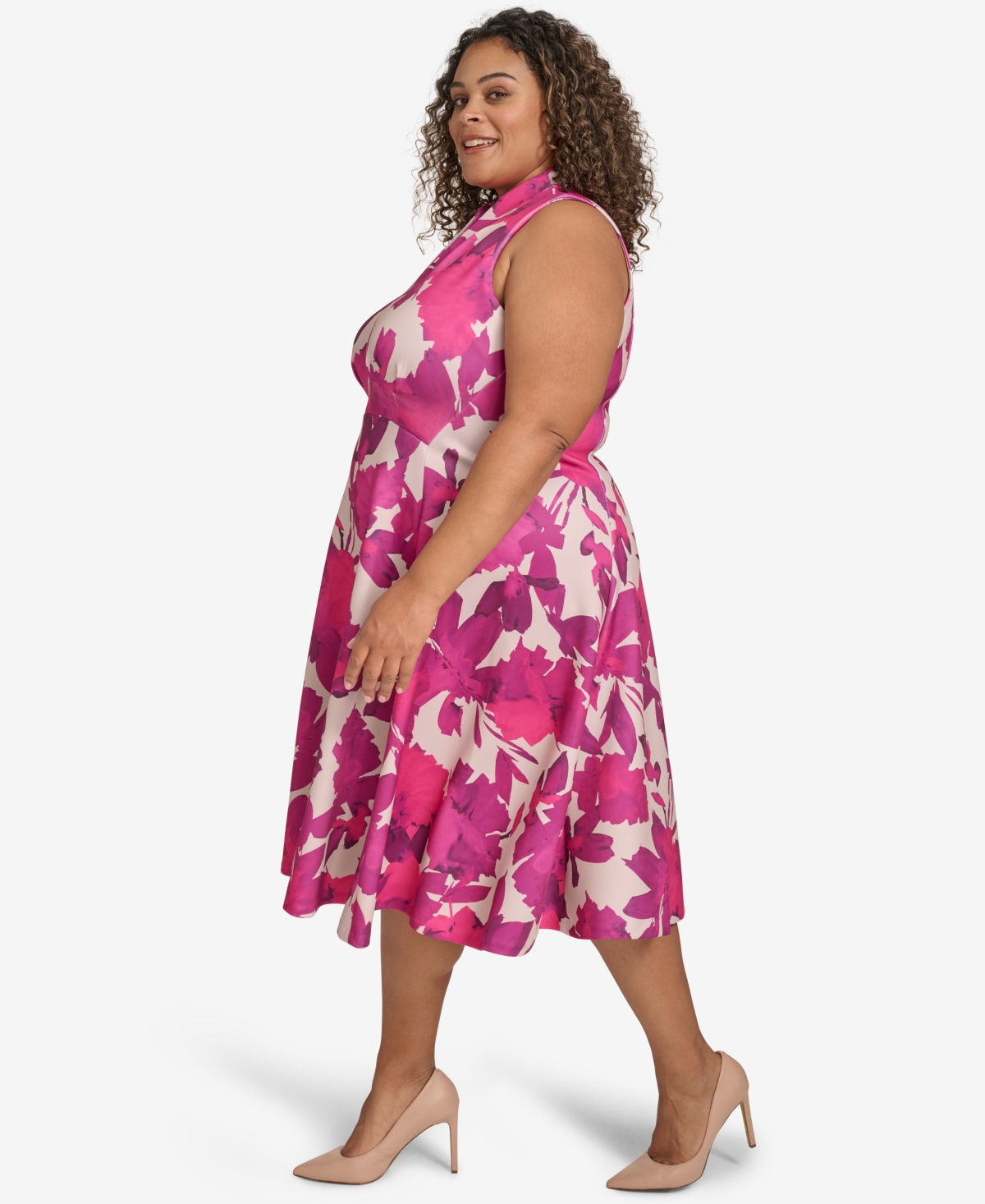 Calvin Klein Plus Size Floral-Print Fit & Flare Dress