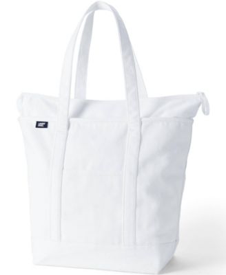 Large Solid Color 5 Pocket Zip Top Long Handle Canvas Tote Bag