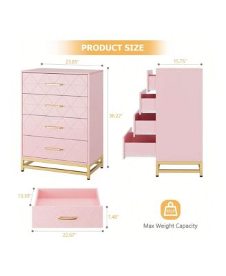 4-drawer, wood, dresser with metal handles – sturdy frame modern bedroom furniture for organized storage.