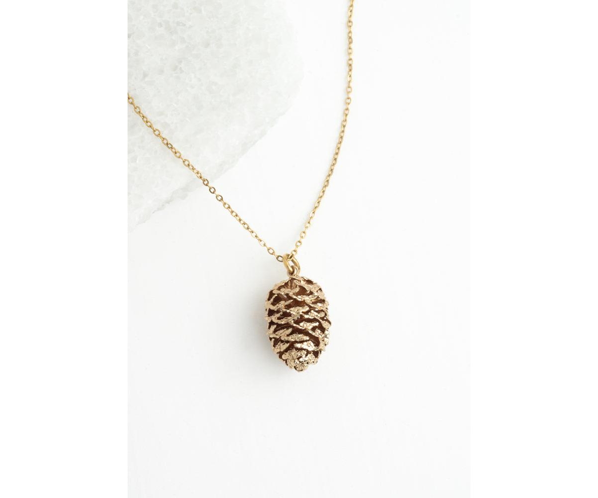 Abundant Hope Pinecone Necklace - Golden glow