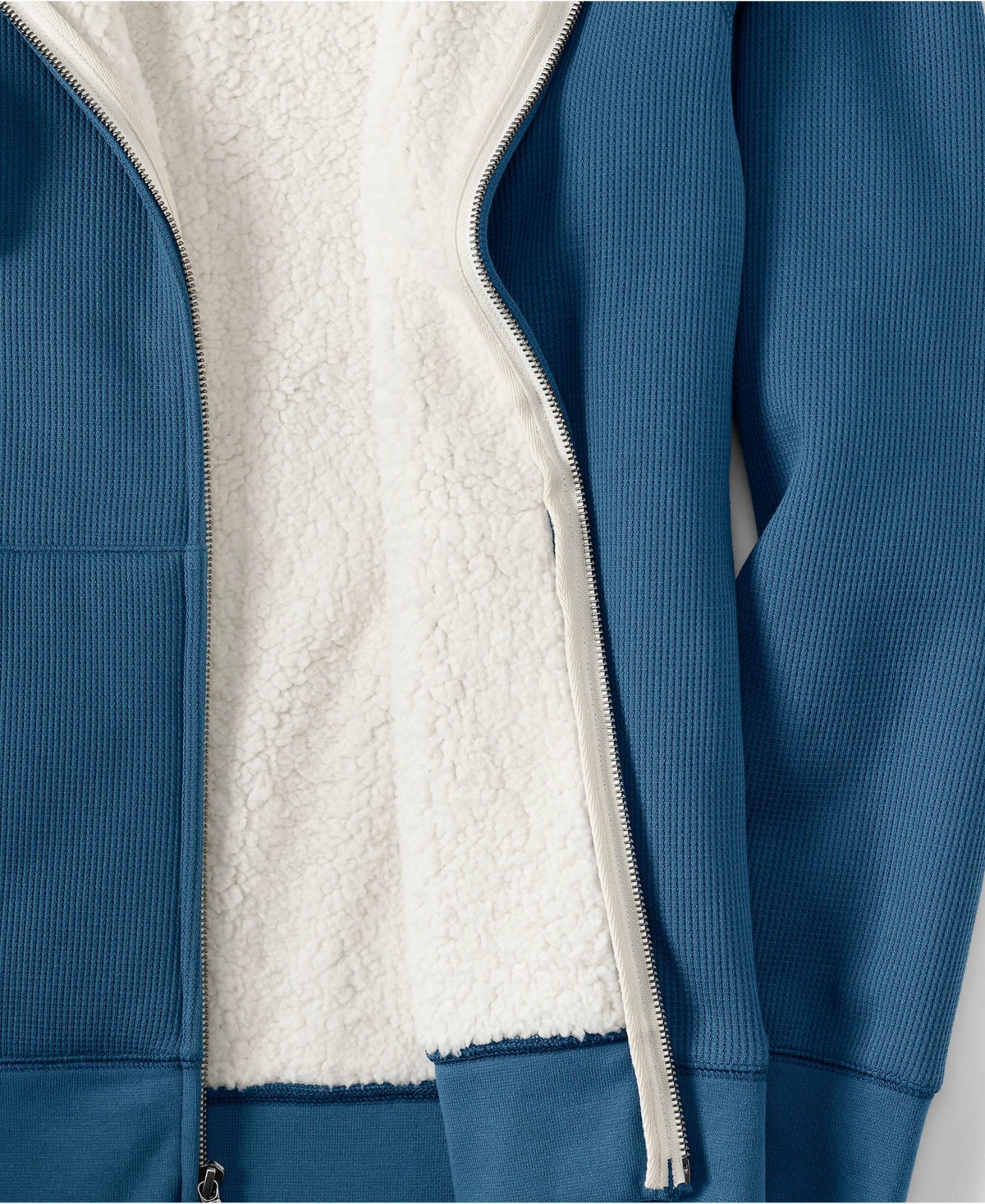 Lands' End Men's High Pile Lined Waffle Full Zip Hoodie