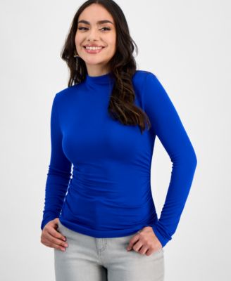 I.N.C. International Concepts - Petite High-Neck Side-Ruched Top