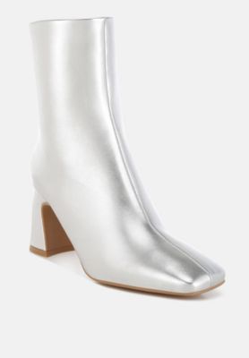 Womens Simba Square Toe Metallic Ankle Boots