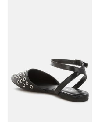 Chalcis Metallic Eyelet Detail Flat Sandals