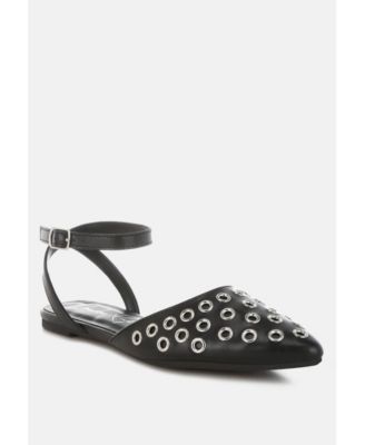 Chalcis Metallic Eyelet Detail Flat Sandals