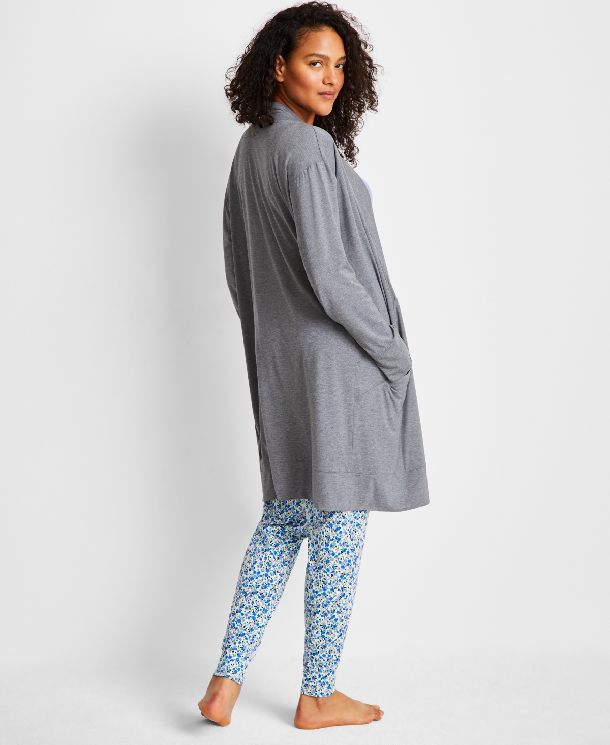 State Of Day Women's Knit Layering Wrap, Exclusively At Macy's In Pewter Heather
