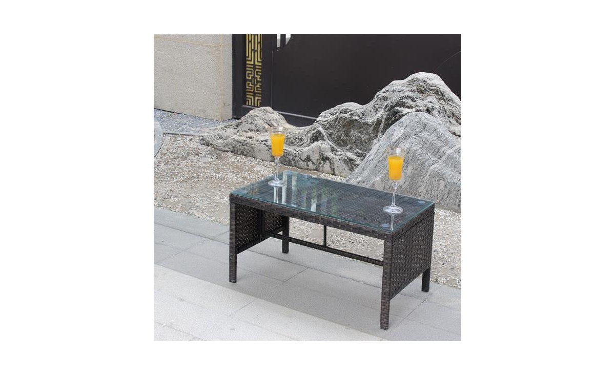 Slickblue Outdoor Patio Furniture Coffee Table with Clear Tempered Glass Top – Stylish and Durable Design