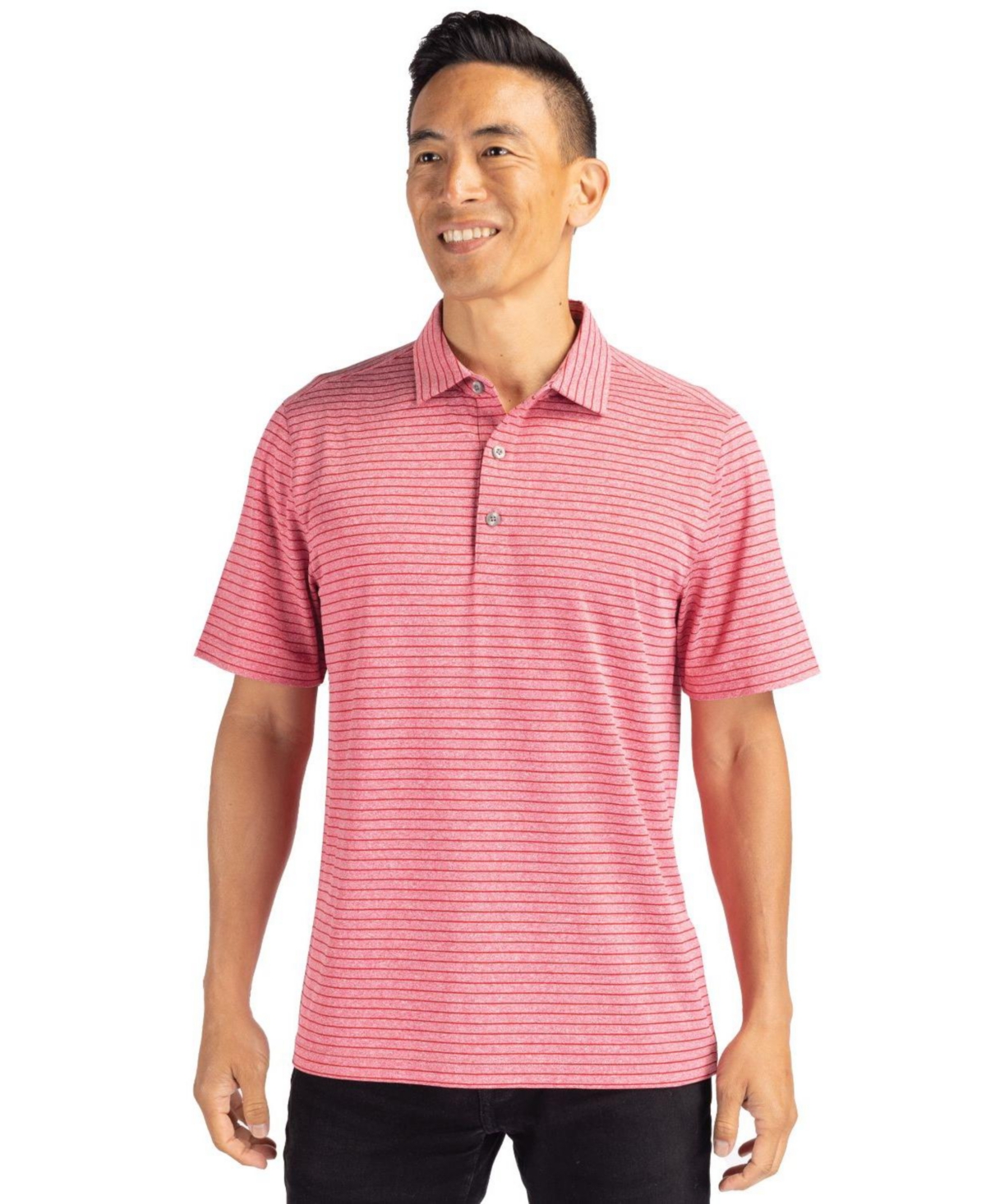 Forge Eco Heather Stripe Stretch Recycled Mens Big & Tall Polo Shirt - Navy blue heather