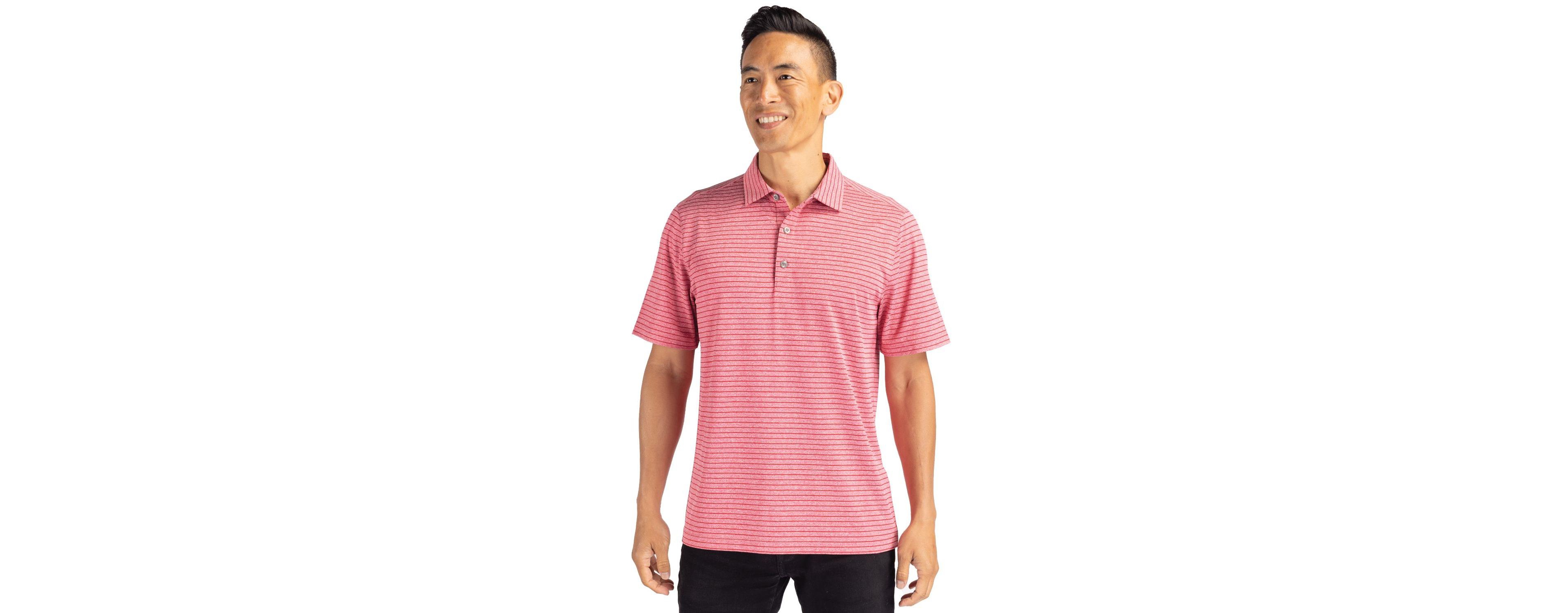 Cutter & Buck Men's Forge Eco Heather Stripe Stretch Recycled Polo Shirt