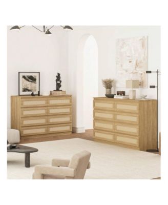 33.9" Wooden 8 Drawer Double Modern Wooden Dresser