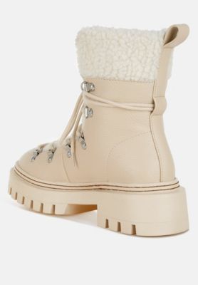 Womens Omul Fleece and Faux Leather Boots