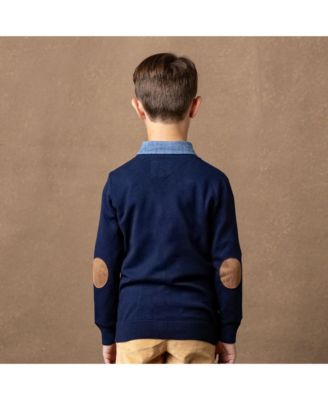 Boys Organic Tipped Cardigan with Elbow Patches