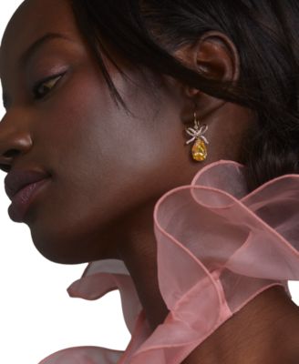 Cubic Zirconia Bow Drop Earrings