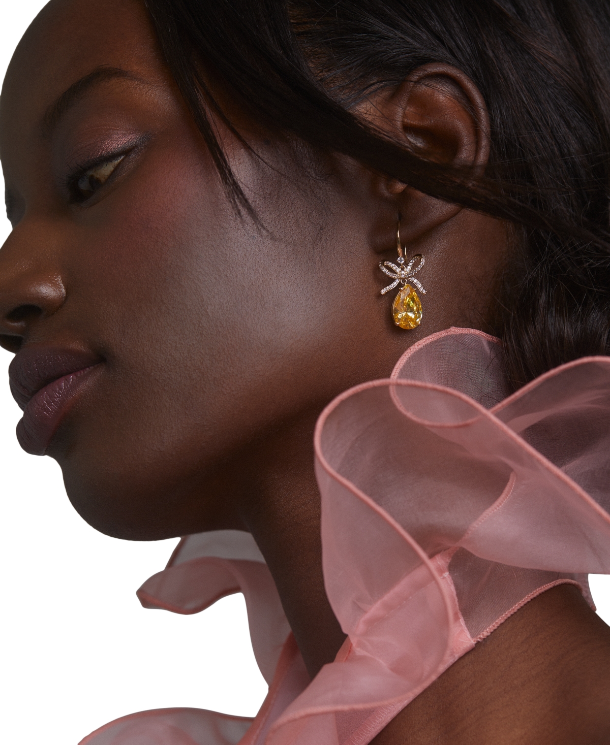 Eliot Danori Cubic Zirconia Bow Drop Earrings In Yellow