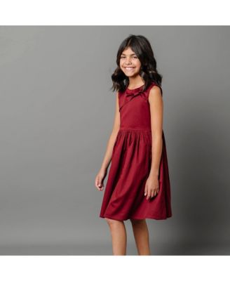 Little Girls Asymmetrical Bow Sateen Party Dress