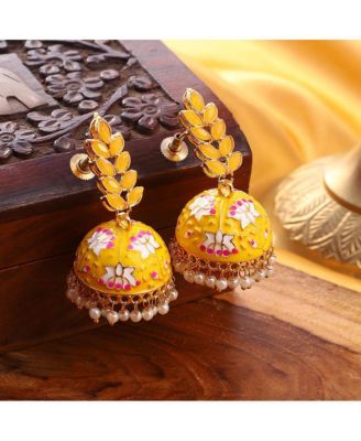 Women's Gold-plated Meenakari Jhumkas