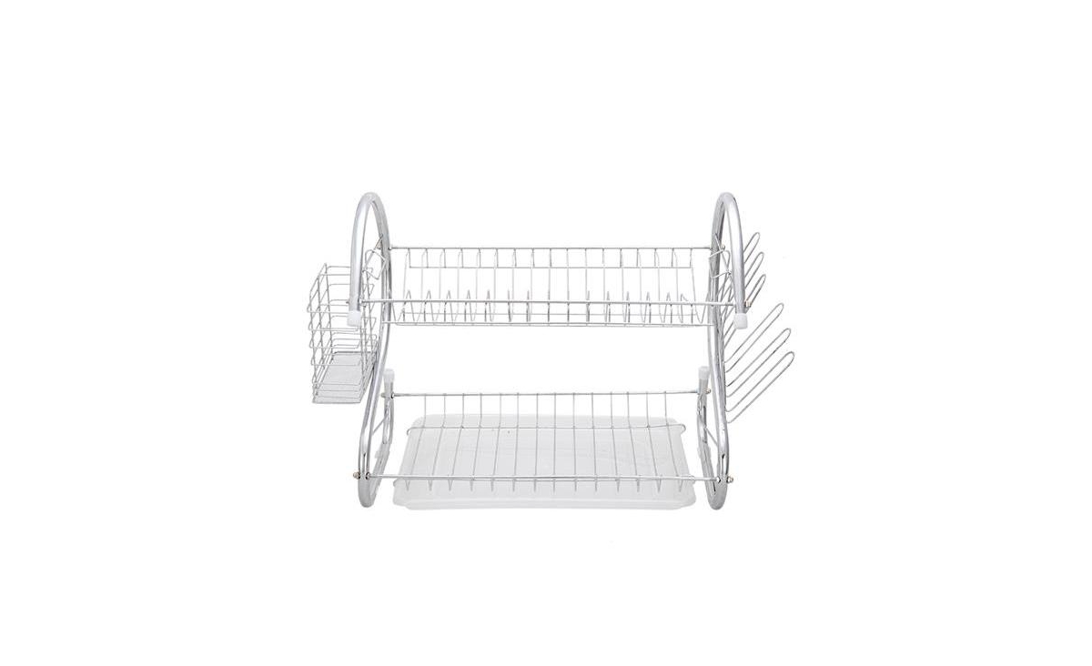 Slickblue Multifunctional S-Shaped Dual-Layer Dish Drainer Shelf for Bowls, Dishes, Chopsticks & Spoons