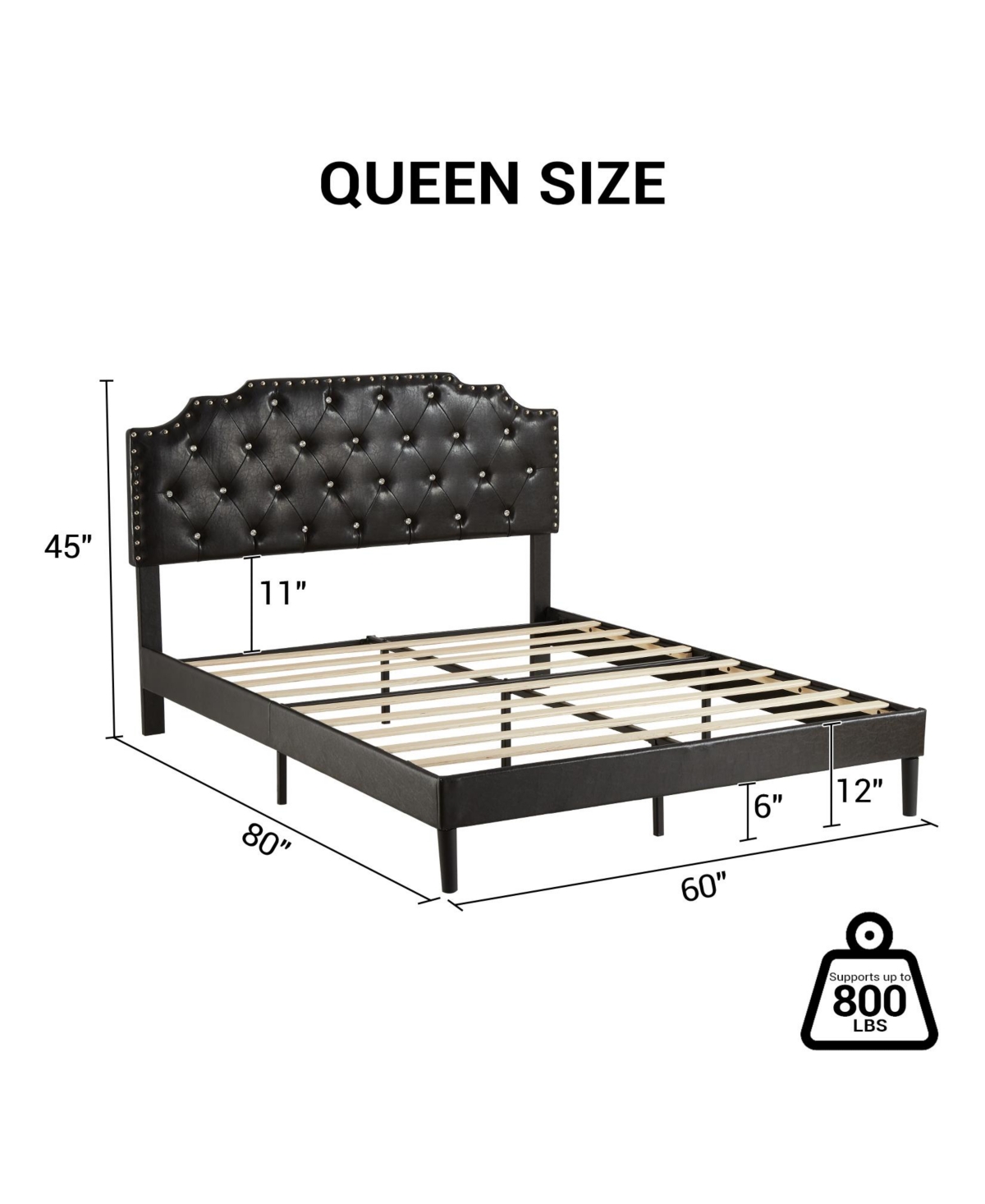 gaomon Bed Frame, Metal Platform Bed Frame with Pu Leather Upholstered Headboard, Strong Slat Support, Easy Assembly
