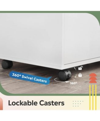 5-Drawer Chest, Wood Storage File Cabinet with Wheels