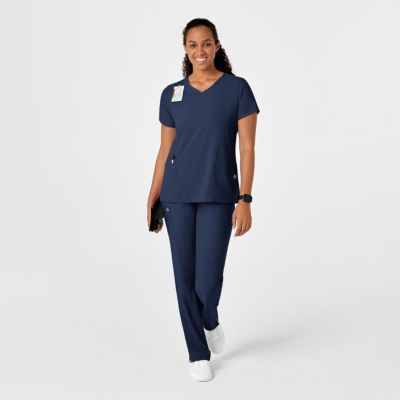 Women's W123 Y-Neck Wrap Scrub Top
