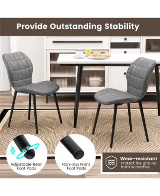 Dining Chairs Set of 4 w/ Padded Back Metal Legs & 2 Adjustable Foot Pads